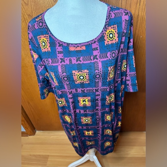 NWT Lularoe Irma Shirt XXS High Low Tunic T-shirt Blue Purple Oversized - Picture 1 of 12